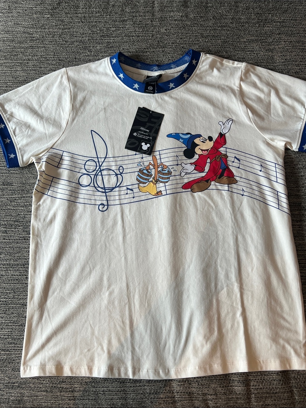Disney White & Blue Mickey Sorcerer Graphic Tee-Fantasia Her Universe NWT✨🌌
